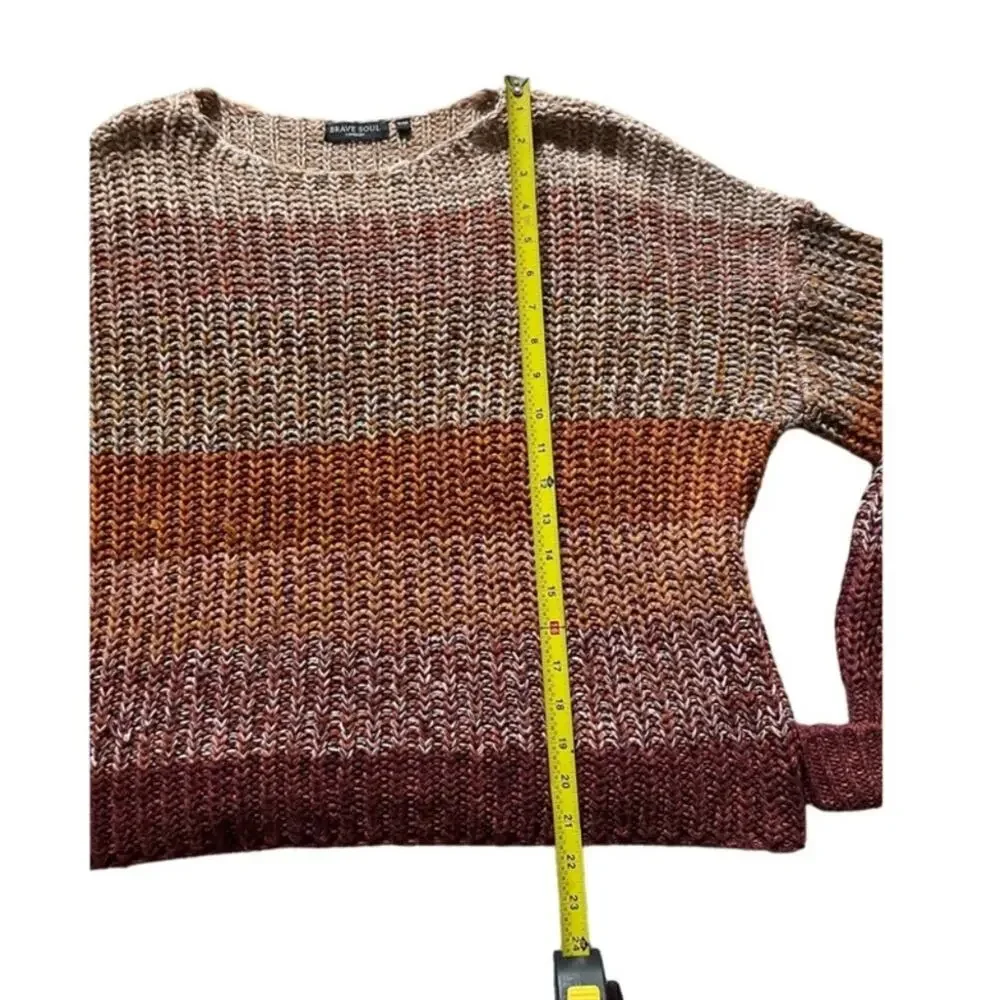 Brave Soul Earthy Cropped Knit Women's/Teen Sweater S/M Knit Colorblock Natural